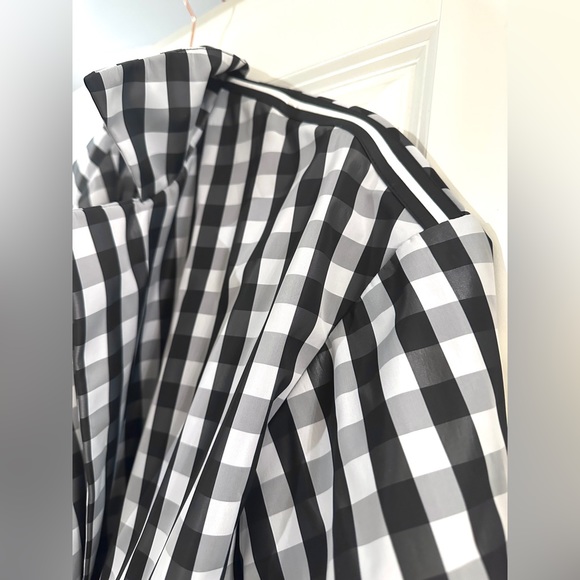 NVLT Gingham Plaid Oversized Black & White Jacket Trench Rain Coat Size XS - Picture 6 of 9